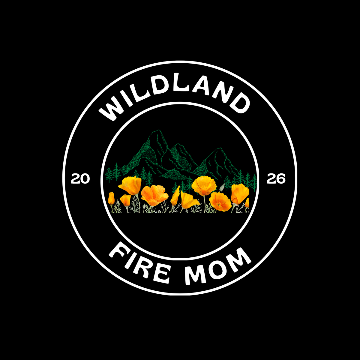 Wildland Fire Mom Black Crew Sweatshirt: He's in the Forest