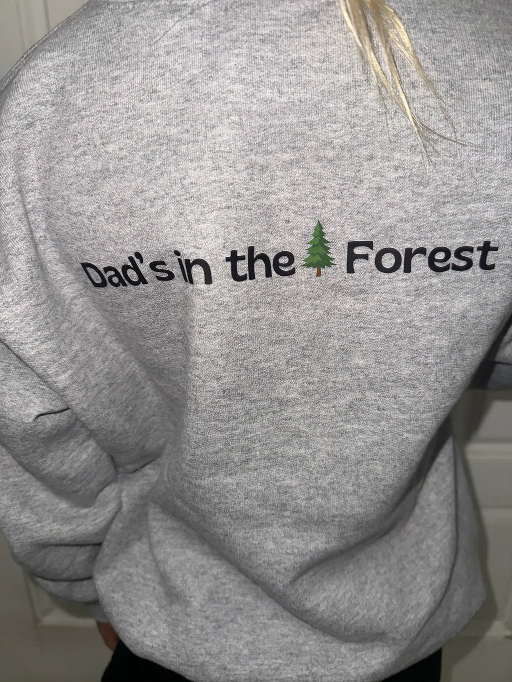 Wildland Fire Kid Black Crew Sweatshirt: Dad's in the forest