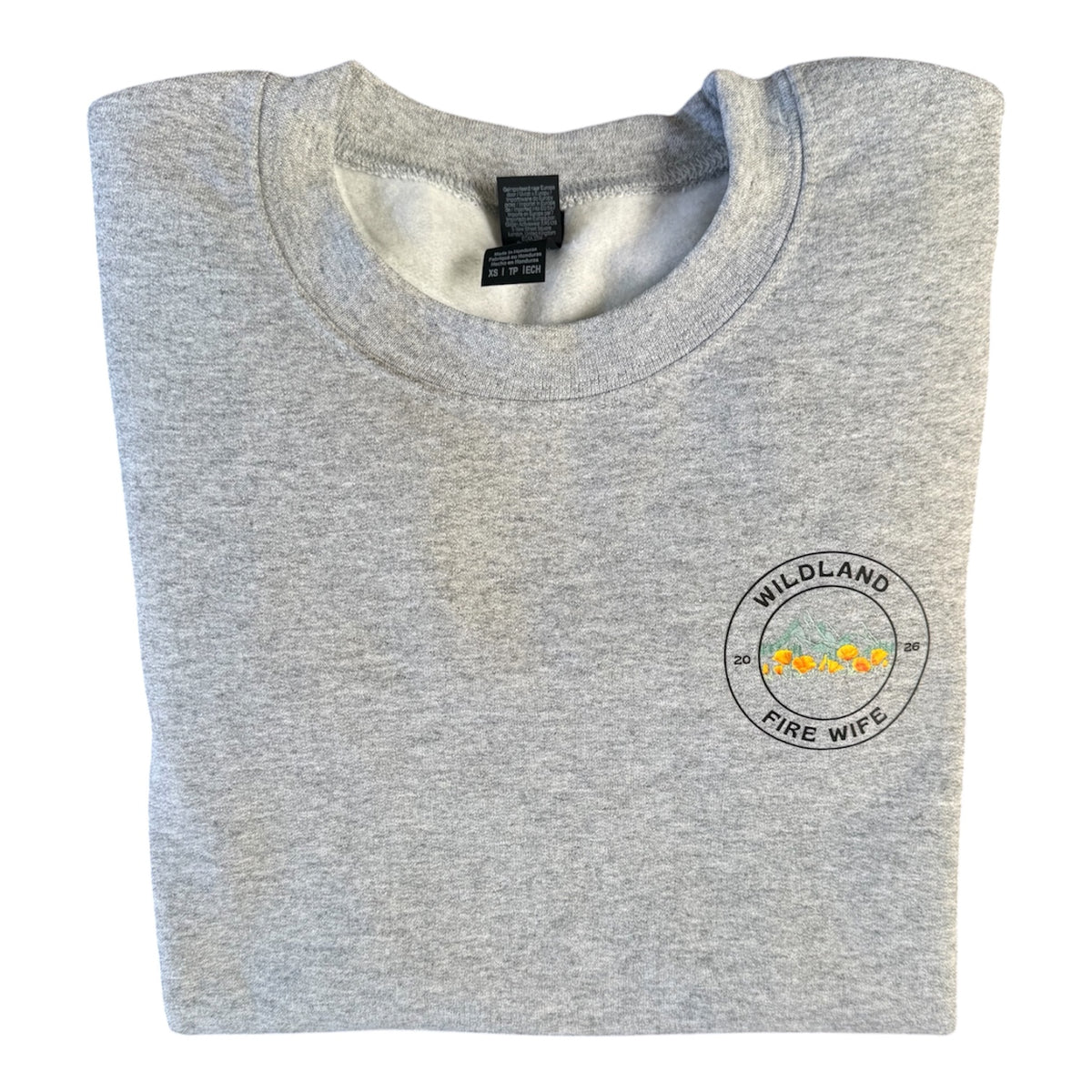 Wildland Fire Kid Gray Crew Sweatshirt: Dad's in the forest