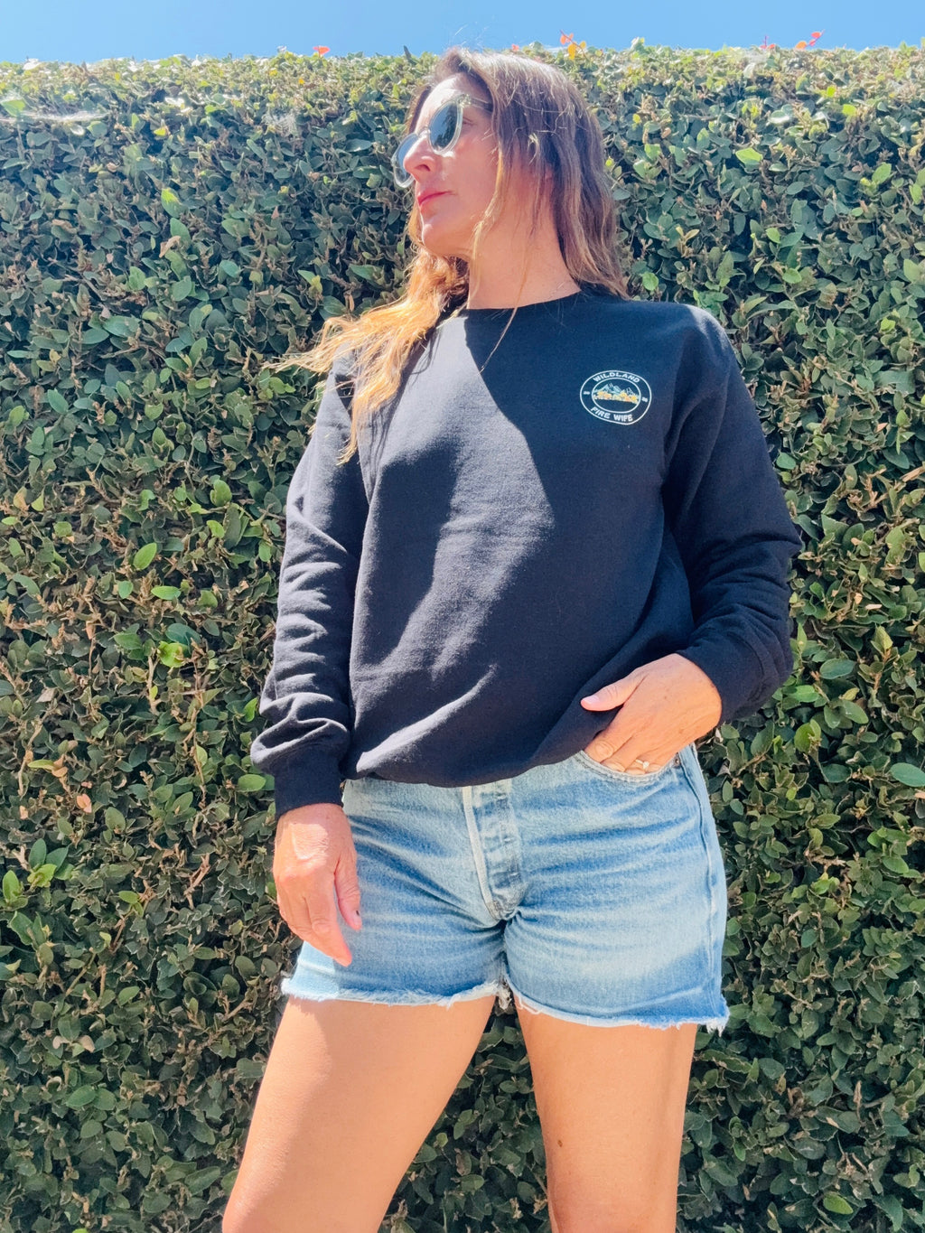 Black Crew Wife Sweatshirt: He's in the Forest